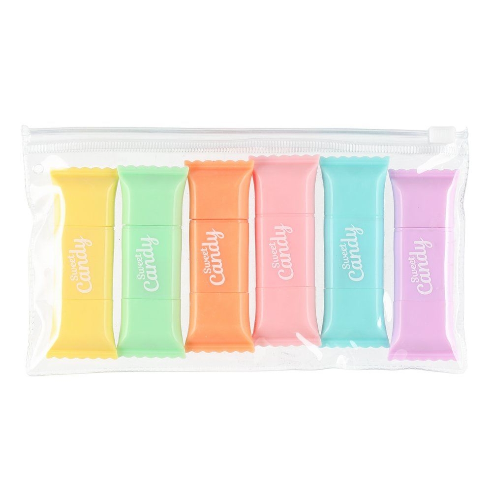 Korostuskynä pastelli 6kpl penaalissa