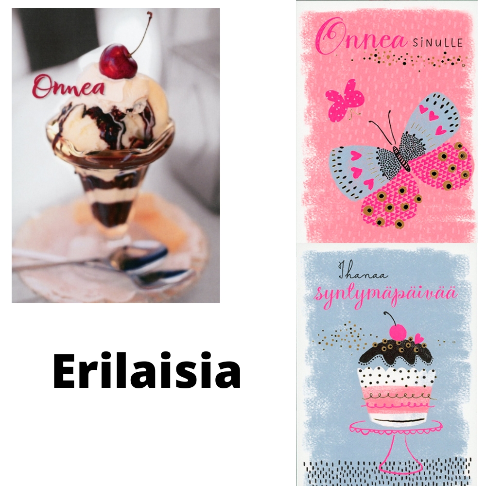 Onnittelukortti erilaisia eri-ikäisille
