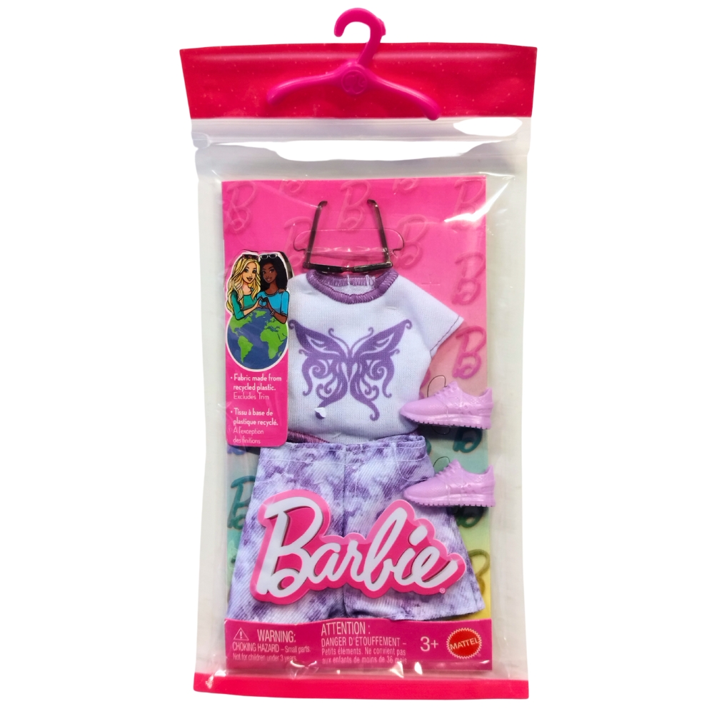 Barbie asu lilavalkoinen toppi ja hame