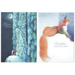 Joulukortti Linnapaperi tontut ja eläimet erilaisia