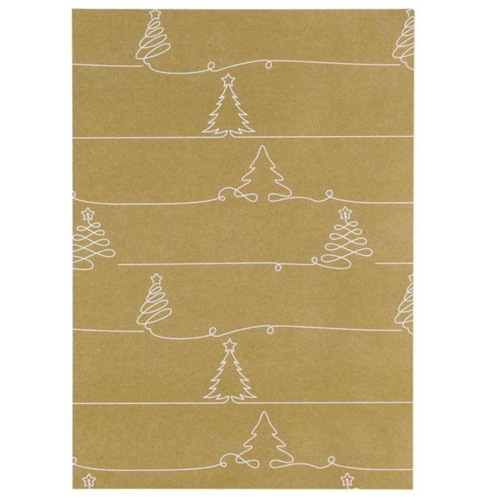 kuusia ruskealla/kultaisella pohjalla