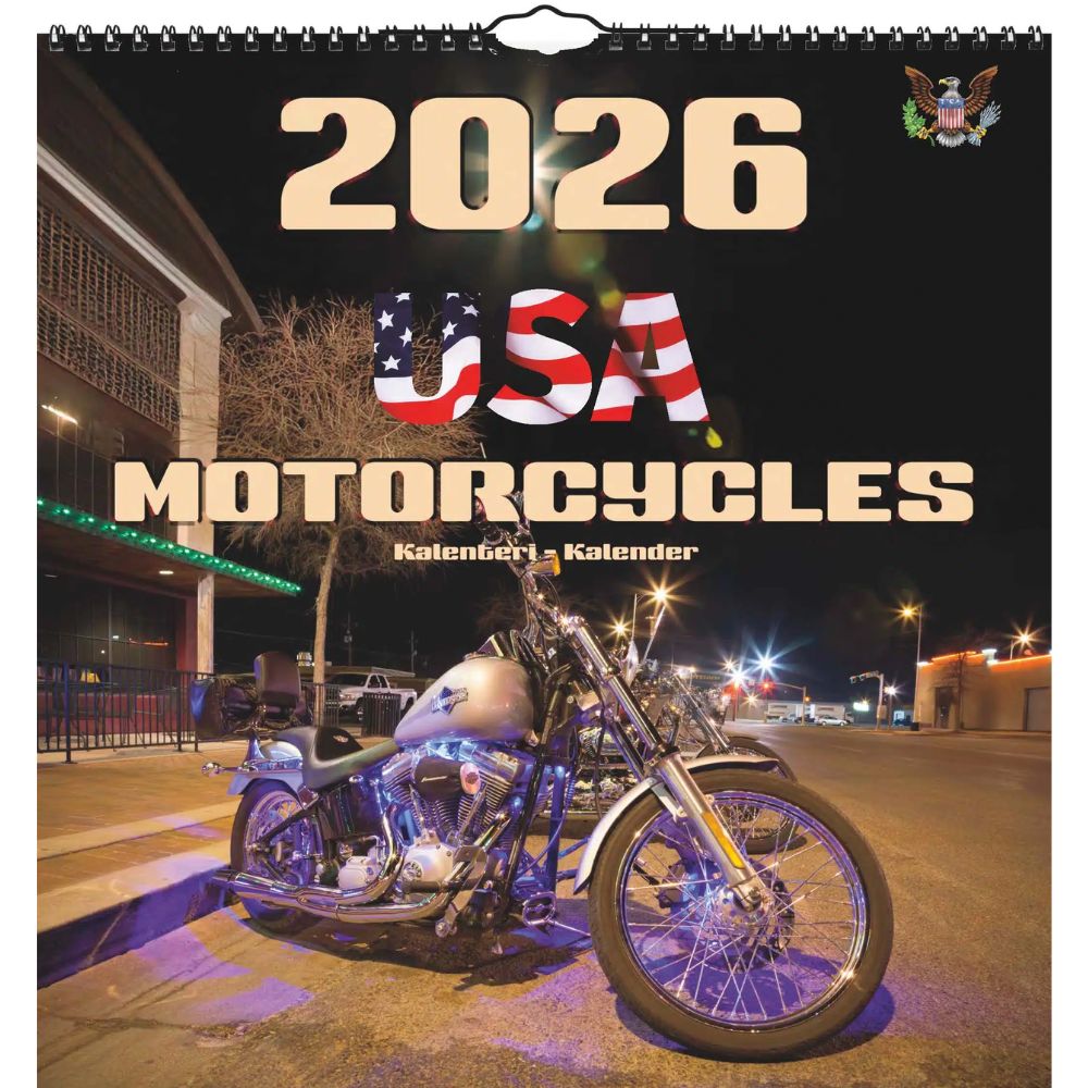 Kalenteri seinäkalenteri iso Moottoripyörät USA 2026 Aika