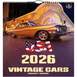 Kalenteri seinäkalenteri iso USA vintage autot 2026 Aika