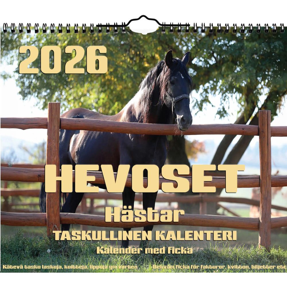 Kalenteri seinäkalenteri taskulla hevoset 2026 Aika