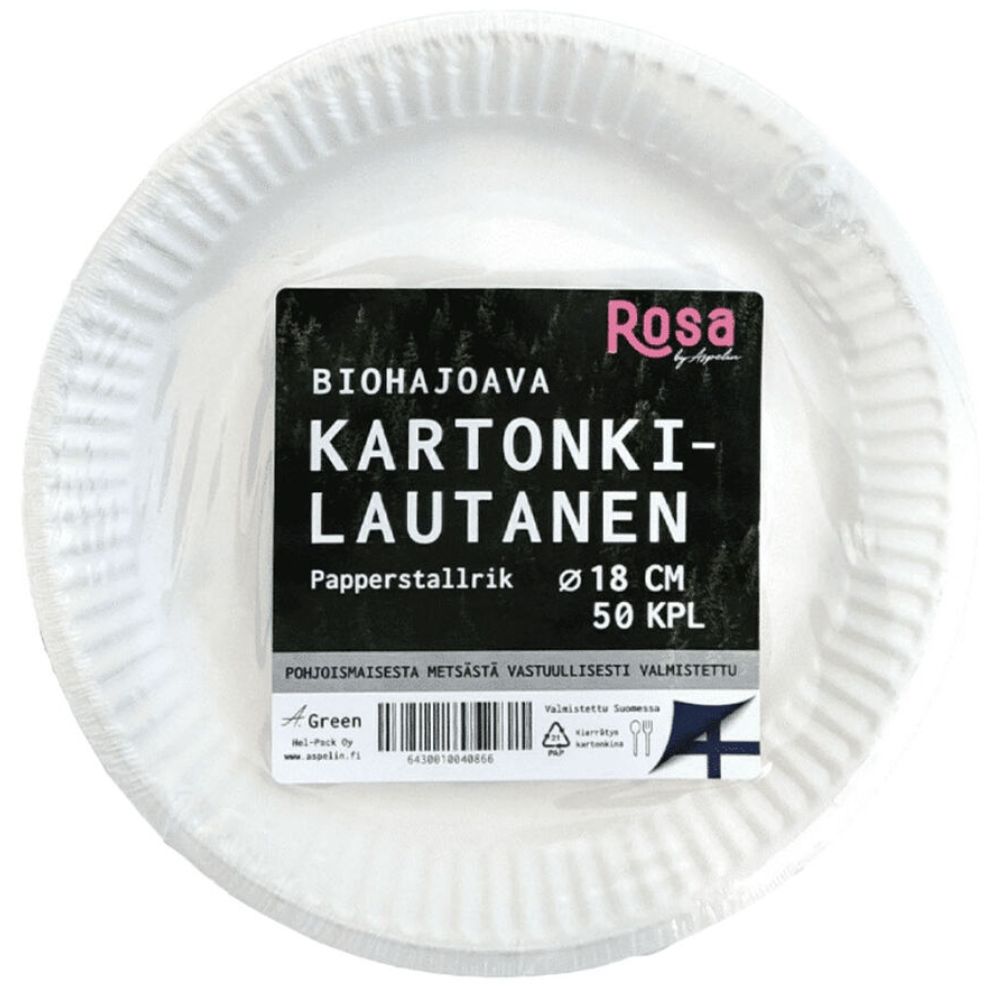 Kerta lautanen 18 cm 50 kpl Bio New