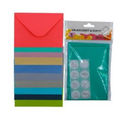 Kirjekuoret ja kortit pastellivärit