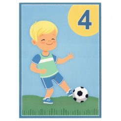 Kortti onnittelukortti tyttö tai poika 4 v jalkapallo