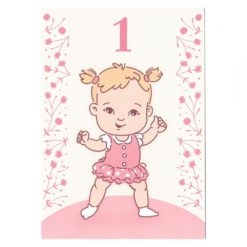Kortti onnittelukortti tyttö tai poika 1 v ballerina