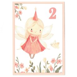 Kortti onnittelukortti tyttö tai poika 2 v keiju