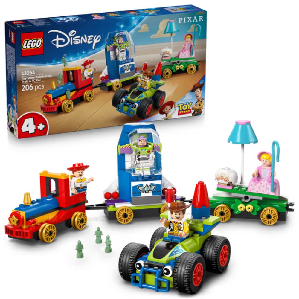 LEGO-Disney-43264-ja-Pixarin-Toy-Story-juhlavuoden-juna-ja-radio-ohjattava-auto