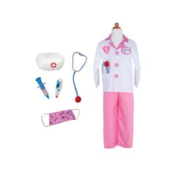 Lääkäriasu takki & housut pinkki 7 osaa