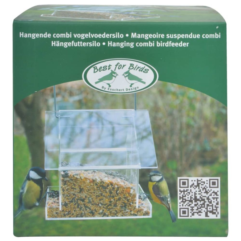 Lintulauta ripustettava akryyline läpinäkyvä 2-osainen - Image 4