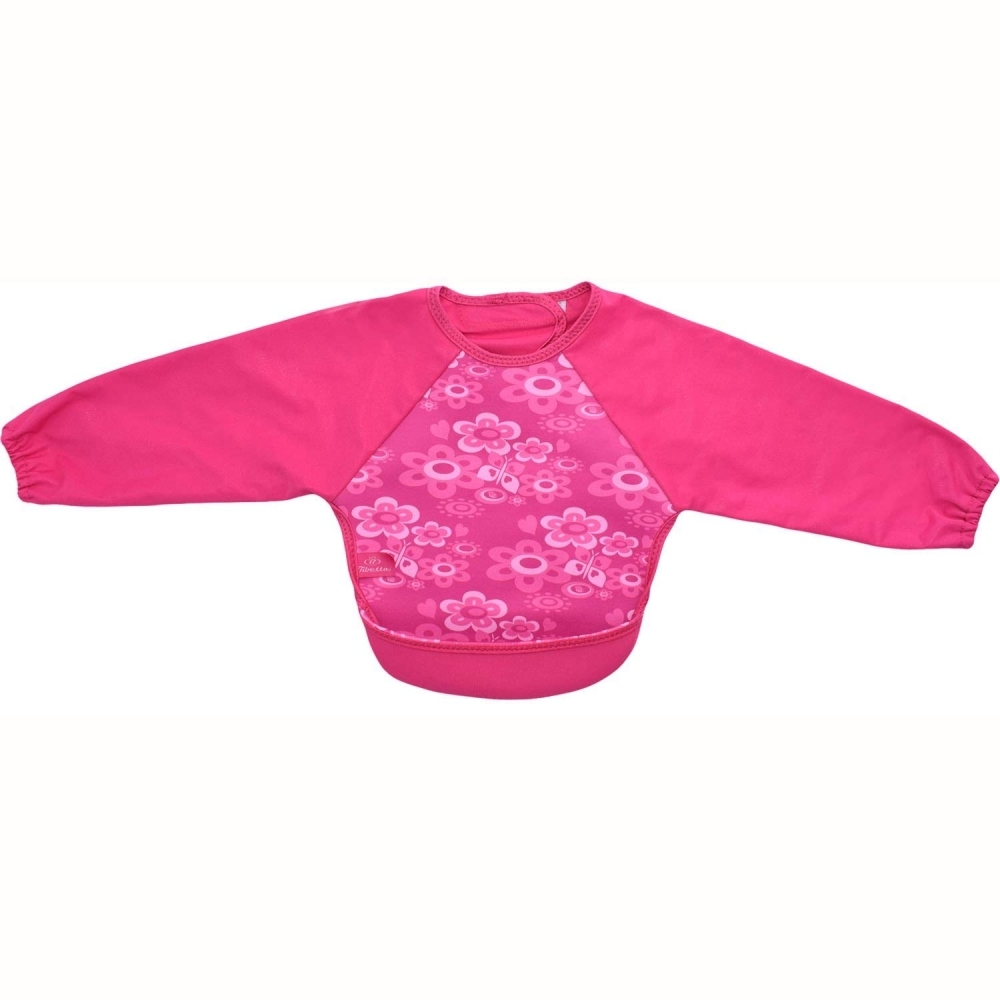 Ruokalappu hihallinen Butterfly Pink Bibetta