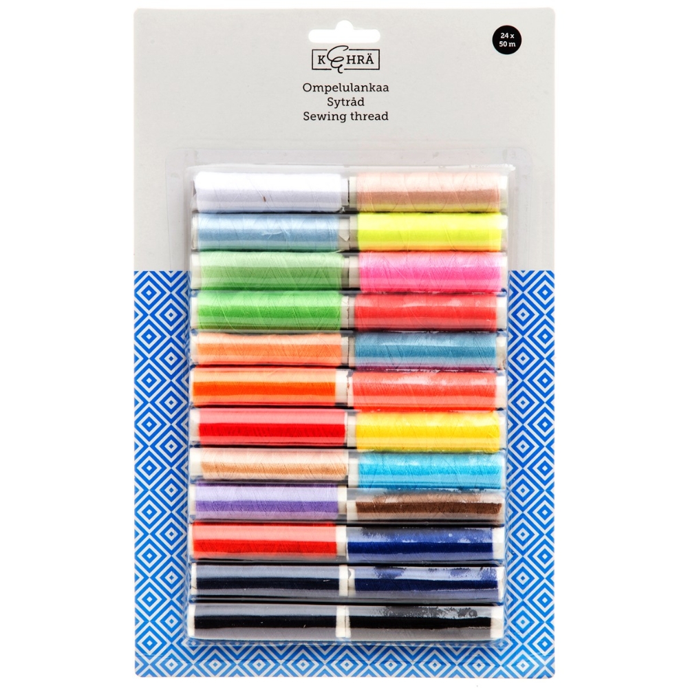 Ompelulanka 24 rullaa 50 m värilajitelma