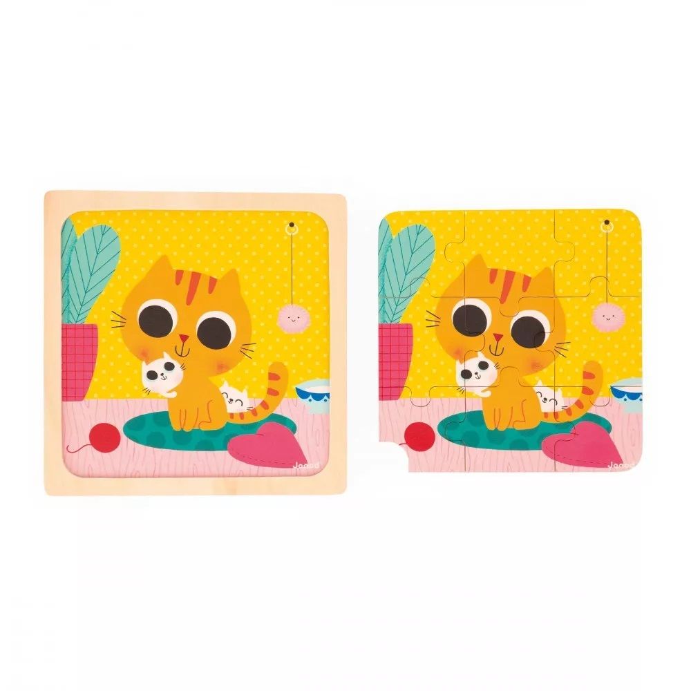 Palapeli 9 palaa kehys kissa puinen Janod