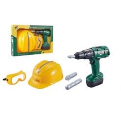 Porakone, suojalasit ja kypärä Craftmans