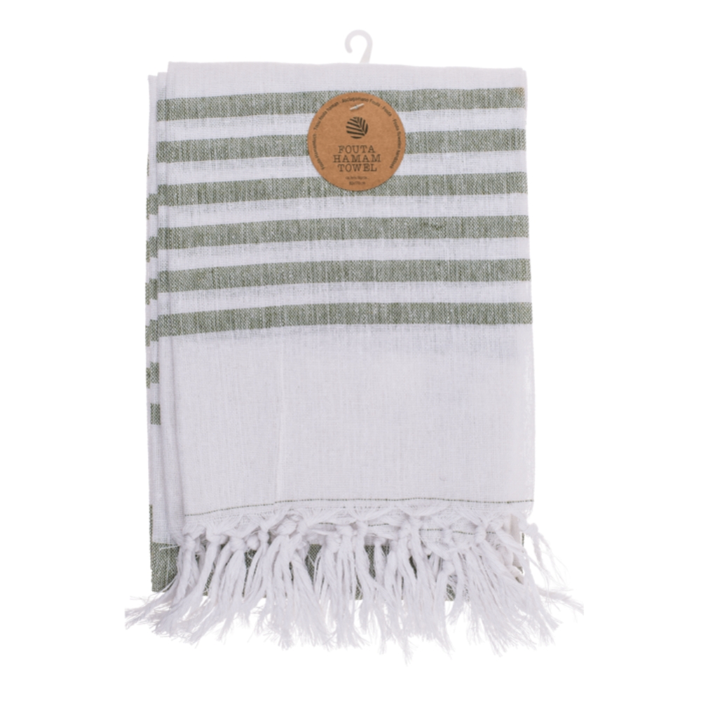 Pyyhe Fouta Hamam 80x170cm valko-vihreä