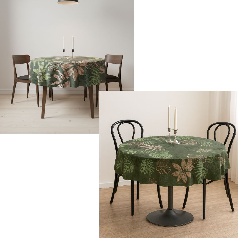 Pyöreä Vahakangas 140 cm Trooppinen Tanssi vihreä