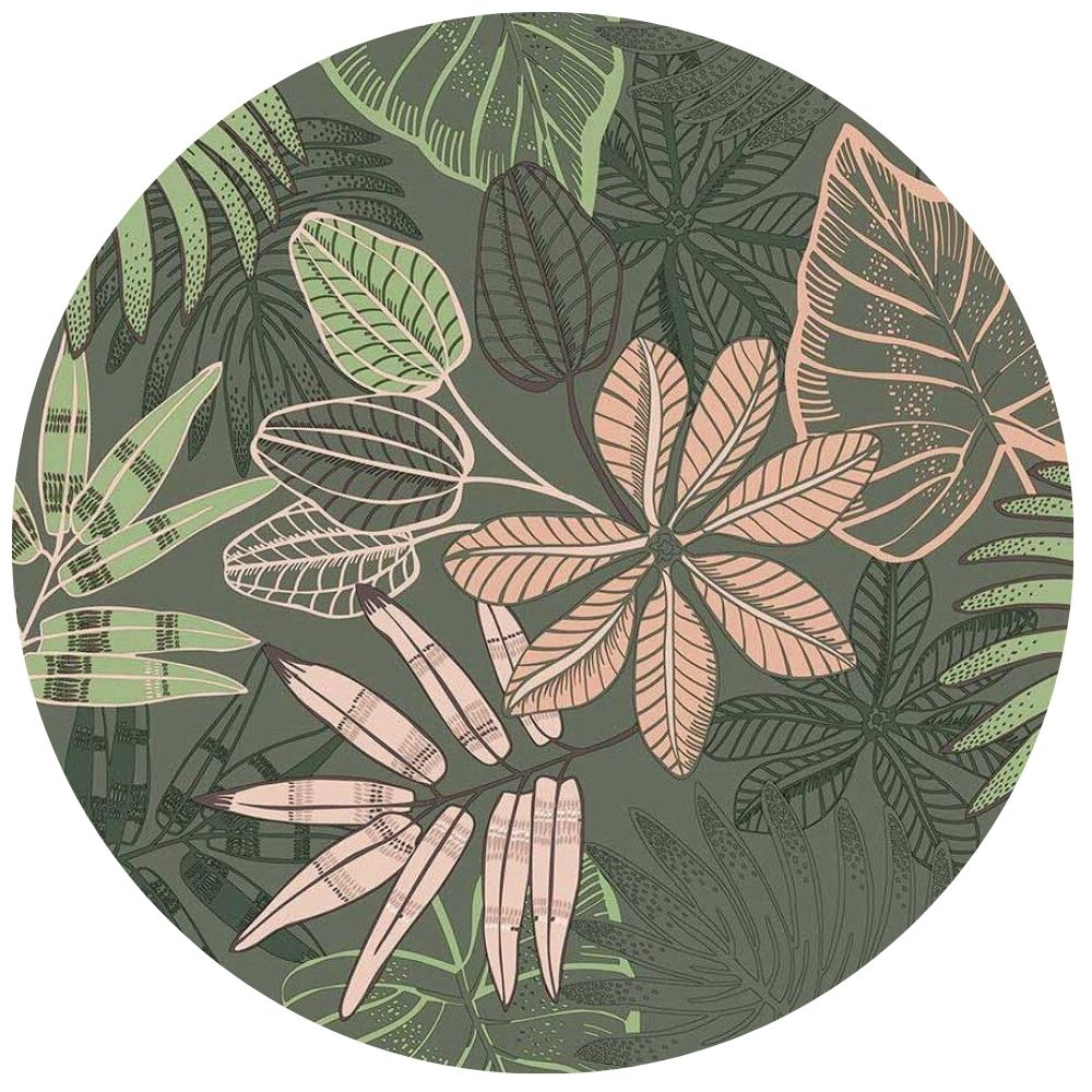 Pyöreä Vahakangas 140 cm Trooppinen Tanssi vihreä