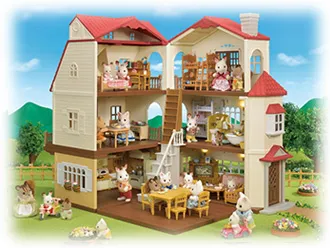 Sylvanian Families sarjaan on erilaisia taloja,mökkejä, autoja.
